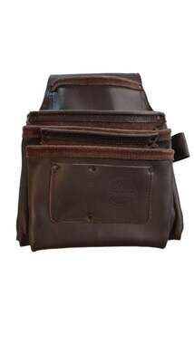 Graintex 5-Pocket Dark Brown Oil Tanned Leather Nail and Tool Pouch